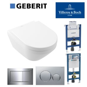 Villeroy & Boch 4694C001 Architectura TwistFlush Washdown Wall Hung Toilet with Geberit System