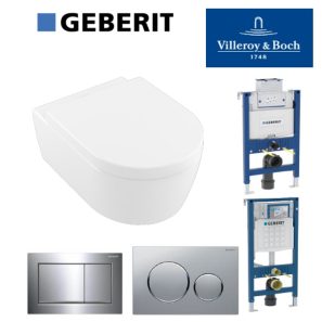 Villeroy & Boch 5656HR01 Avento Combi-Pack Washdown Wall Hung Toilet with Geberit System