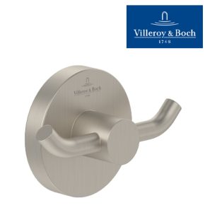 Villeroy & Boch TVA15101200064 Elements - Tender Double robe hook,Brushed Nickel Matt