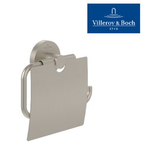 Villeroy & Boch TVA15101300064 Elements - Tender Toilet roll holder with cover,Brushed Nickel Matt