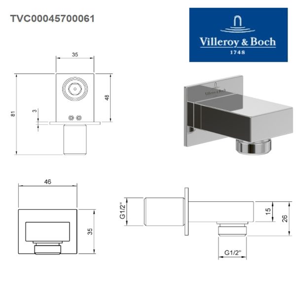 TVC00045700061 wall outlet dimension