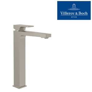 Villeroy & Boch TVW12500200064 Architectura Square Tall Single Lever Basin Mixer , With push-open waste, Brushed Nickel Matt